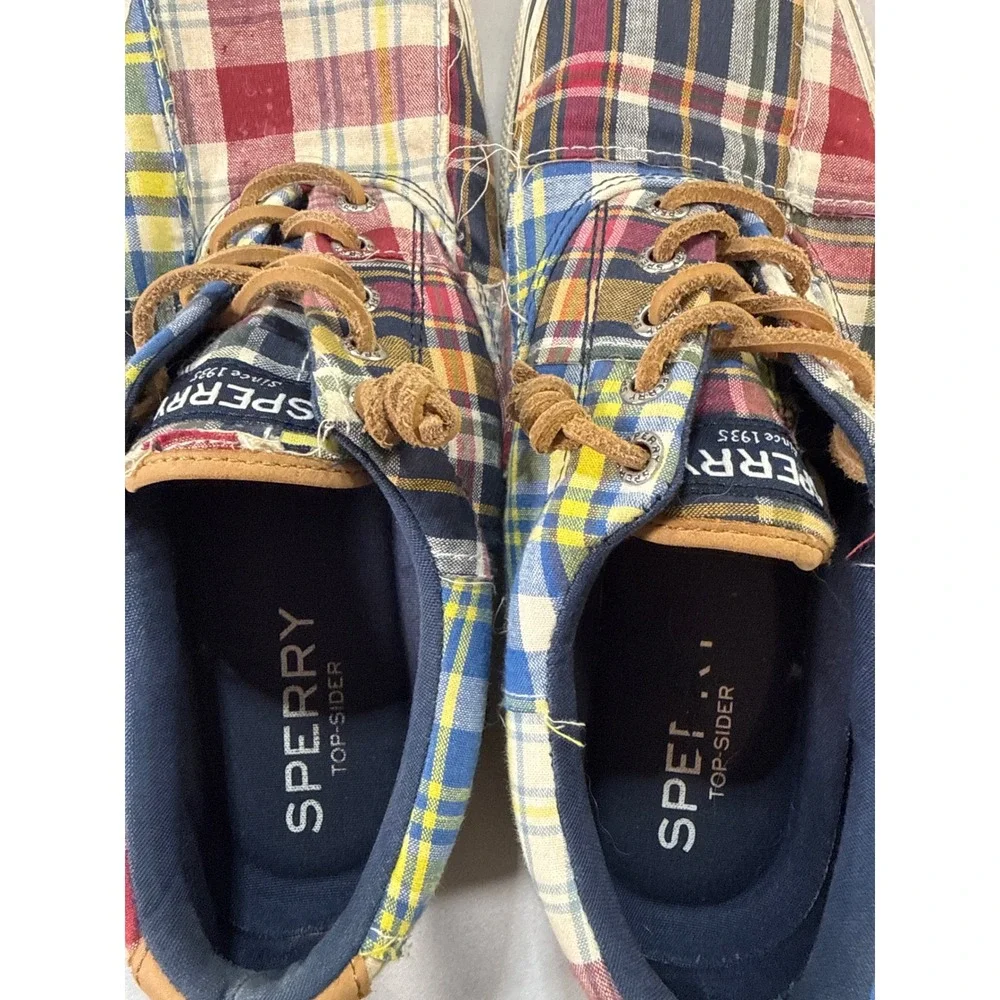 Sperry Top-Sider Mens Patchwork Plaid Canvas Boat Shoes STS19310 Multicolor 8.5